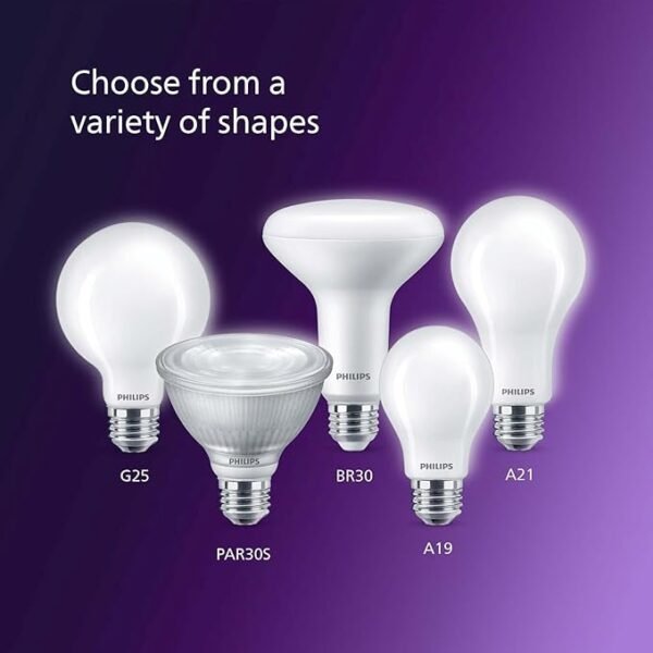 Philips LED 60W A19 4-Pack Ultra Definition Soft White (2700K) 800 Lumen (8W = 60W) Dimmable Clear Flicker-Free Light Bulbs - Image 5