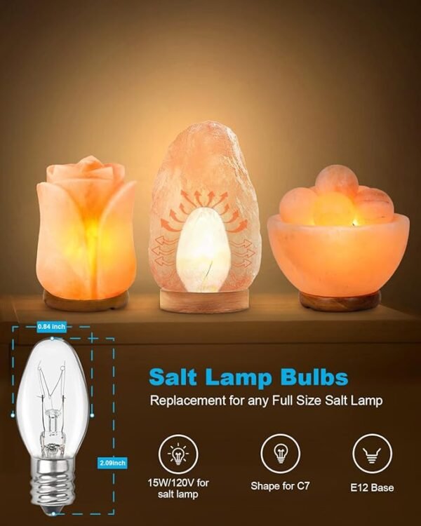 Salt Lamp Bulbs - 15 Watt Light Bulbs for Scentsy Wax Warmer - C7 Replacement Bulbs for Plug in Wax Diffuser- Warmwhite - Dimmable,15 Packs - Image 3