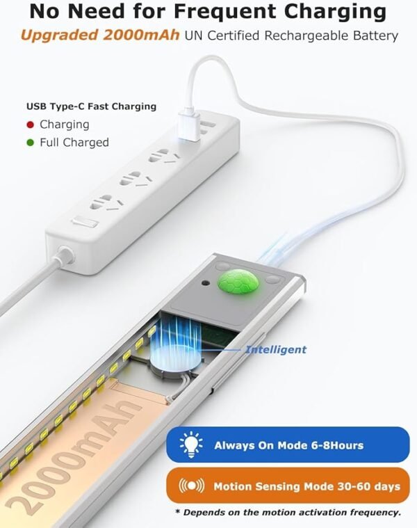 12\" Ultra-Thin Under Cabinet Lighting Wireless, Aluminum Alloy Under Counter Lights for Kitchen, 3-Color-Temps Magnetic Closet Lights, Rechargeable Motion Sensor Light Indoor (4 Pack, Silver) - Image 5