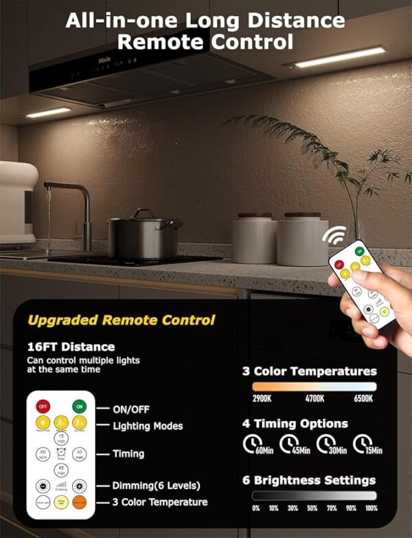 12\" Ultra-Thin Under Cabinet Lighting Wireless, Aluminum Alloy Under Counter Lights for Kitchen, 3-Color-Temps Magnetic Closet Lights, Rechargeable Motion Sensor Light Indoor (4 Pack, Silver) - Image 2