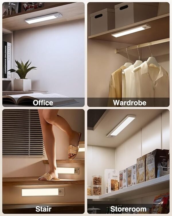 LED Under Cabinet Lighting, Battery Operated Motion Sensor Light Indoor Wireless, 3 Color Temps, USB Rechargeable Closet Light, Dimmable Under Counter Lights for Kitchen Stairs Closet Pantry, 2 Pack - Image 7