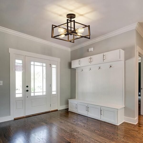 ZGLAOJT 4-Lights Close to Ceiling Light，Black Light Fixture Industrial Flush Mount Ceiling Light ，Farmhouse Chandelier Lighting for Kitchen Island Dining Room Bedroom Foyer Hallway - Image 6