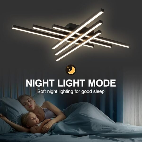 Modern Ceiling Light with Remote, 43.3\" Black Sputnik Ceiling Lamp, 96W Dimmable LED Lighting Fixture for Dining Room, Living Room, Kitchen Island, 6 Lights - Image 6
