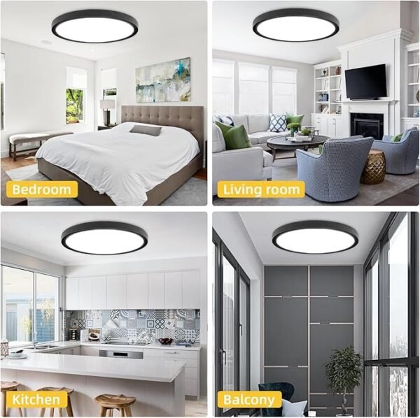 Led Flush Mount Ceiling Light,16 Inch 32w 3480lm,3000k/4000k/6000k 3CCT Selectable, Round Modern Flat Panel Super Slim Led Ceiling Light,for Living Dining Kitchen Bedroom Room (2Pack-Black) - Image 7