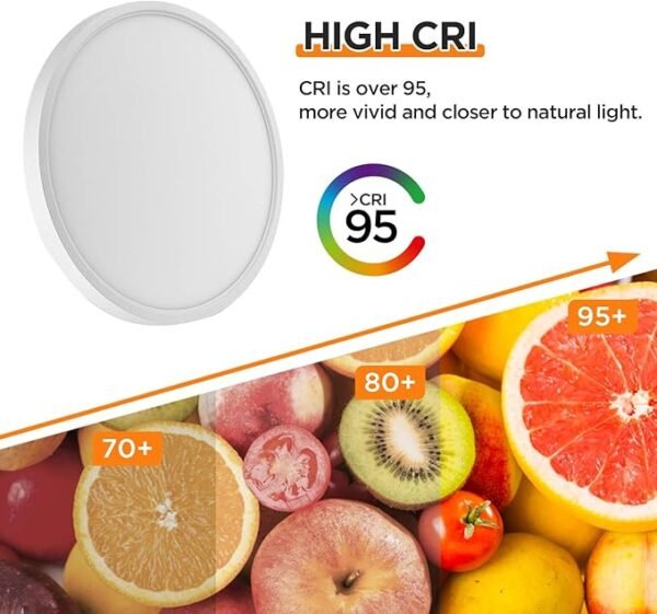 TALOYA Flush Mount 12 Inch Ceiling Light (Milk White Shell), 20W Surface Mount LED Light Fixture for Bedroom Kitchen,5 Color Temperatures in One,0.94 Inch Thickness Round - Image 4