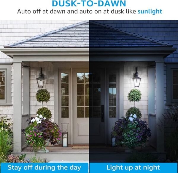 TORCHSTAR Dusk to Dawn Light Bulbs Outdoor, Sensor A19 LED Light Bulb, Auto on/Off Photocell Automatic for Outdoor Lighting, 5000K, Pack of 4 - Image 2