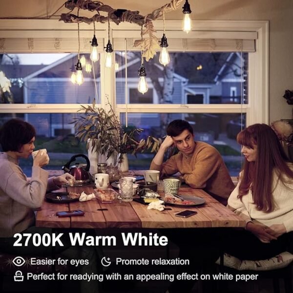 TJOY Edison Light Bulbs 60W Equivalent, Dimmable Vintage LED Light Bulbs, E26 Medium Base, Warm White 2700K, ST58, 8W, 800LM, 80+ CRI, Antique Decorative Filament LED Bulb, Clear Glass, 6 Pack - Image 6
