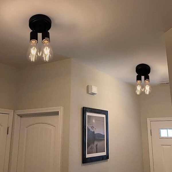 Semi Flush Mount 2Light Ceiling Light Matte Black with E26 Base Modern Chandelier for Farmhouse Kitchen Dining Room Bedroom Study Living Room. - Image 6