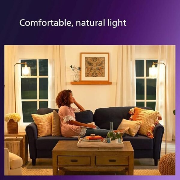 Philips LED 60W A19 4-Pack Ultra Definition Soft White (2700K) 800 Lumen (8W = 60W) Dimmable Clear Flicker-Free Light Bulbs - Image 3