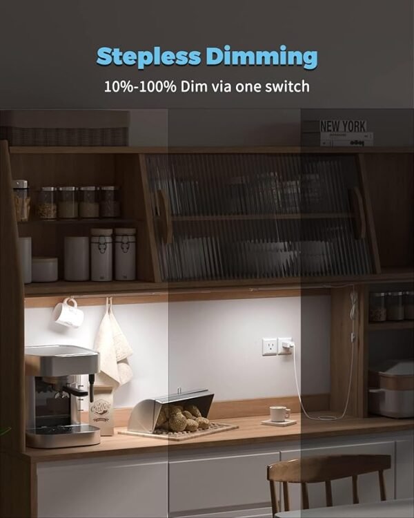 Dimmable Wired Under Cabinet Lighting - 2 Pack of 12-Inch Cold White 6000K Linkable USB LED Lights for Kitchen, Desk, Sink, and Workbench - Image 4