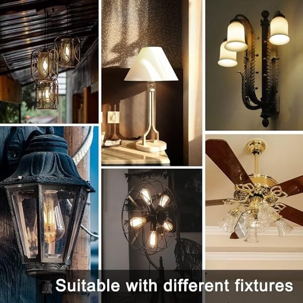 TJOY Edison Light Bulbs 60W Equivalent, Dimmable Vintage LED Light Bulbs, E26 Medium Base, Warm White 2700K, ST58, 8W, 800LM, 80+ CRI, Antique Decorative Filament LED Bulb, Clear Glass, 6 Pack - Image 5