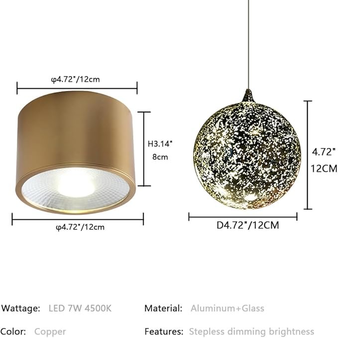 Sedelan Brass Ceiling Spot Lights Indoor, LED Ceiling Spot Light, Cylinder Mini Ceiling Spotlight, Dimmable Ceiling Lights for Kitchen Hallway Dining Room Foyer, 4500K 7W - Image 5