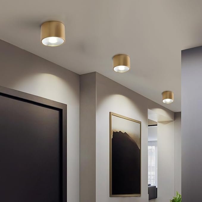 Sedelan Brass Ceiling Spot Lights Indoor, LED Ceiling Spot Light, Cylinder Mini Ceiling Spotlight, Dimmable Ceiling Lights for Kitchen Hallway Dining Room Foyer, 4500K 7W - Image 3