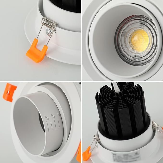 LED Downlight 4pcs Embedded Focusing Zoom Ceiling Spotlight 15-60 ° COB Anti-Glare Spotlights Background Wall LED Downlight Indoor Light 3W, 5W, 7W, 10W, 12W, 15W, 20W, 30W - Image 5