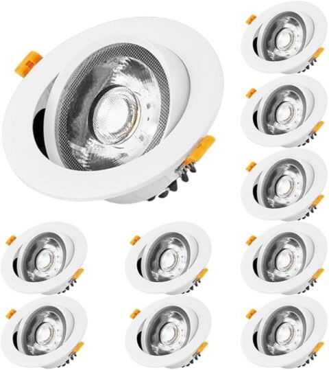 20W 30W Bright LED Recessed Deep Anti-Glare COB Spotlights 10pcs Eyeball Retrofit Spotlight for Living Room Bathroom Sink