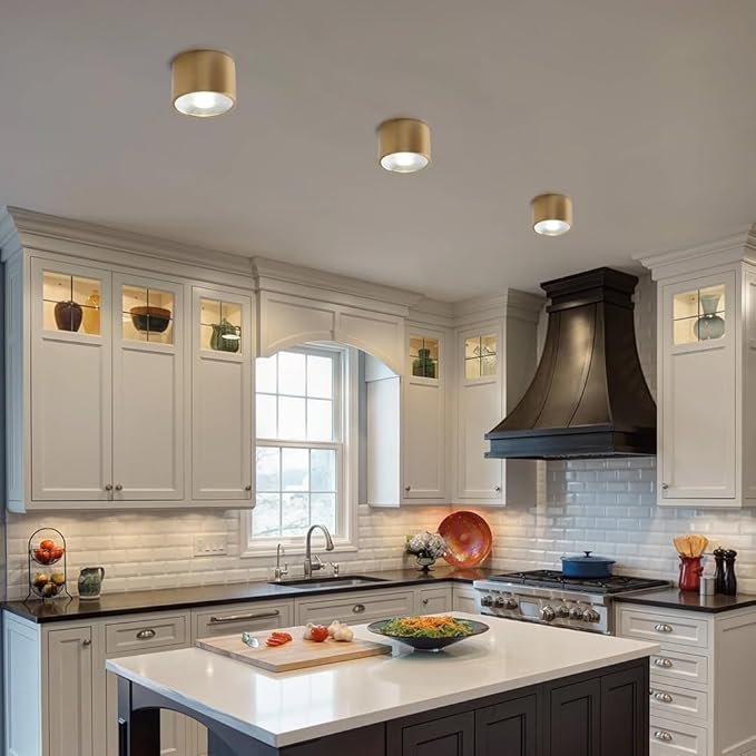 Sedelan Brass Ceiling Spot Lights Indoor, LED Ceiling Spot Light, Cylinder Mini Ceiling Spotlight, Dimmable Ceiling Lights for Kitchen Hallway Dining Room Foyer, 4500K 7W - Image 4