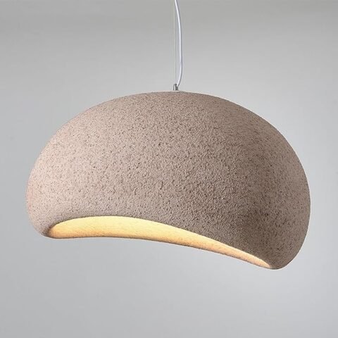 Resin Pendant Light Bedroom Living Dining Room Hall Japanese Wabi-Sabi Style Led Chandeliers Creative Concrete Polystyrene Shade Kitchen Island Bar Ceiling Hanging lamp Fixture Modern (15.7\", B)