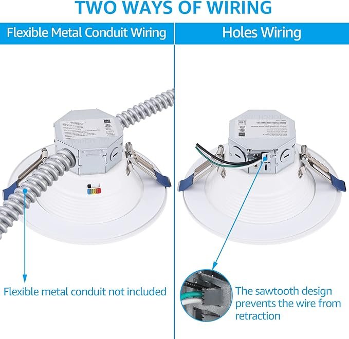 TORCHSTAR 8-Pack 5CCT 6 Inch LED Integrated Canless LED Recessed Lighting with J-Box, Anti-Glare Deep Baffle, CRI90 Dimmable Ceiling Downlight, ETL Air Tight IC Rated, 2700K3000K3500K4000K5000K - Image 3