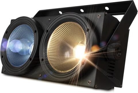 SHEHDS Blinder Lights 200W COB 2 Eyes Stage Wash Lights Cool+Warm White 90 Beam Angle Audience Casting Aluminum Shell Sound Activated DMX512 Strobe Par