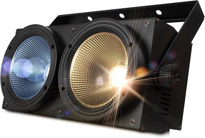 SHEHDS Blinder Lights 200W COB 2 Eyes Stage Wash Lights Cool+Warm White 90 Beam Angle Audience Casting Aluminum Shell Sound Activated DMX512 Strobe Par